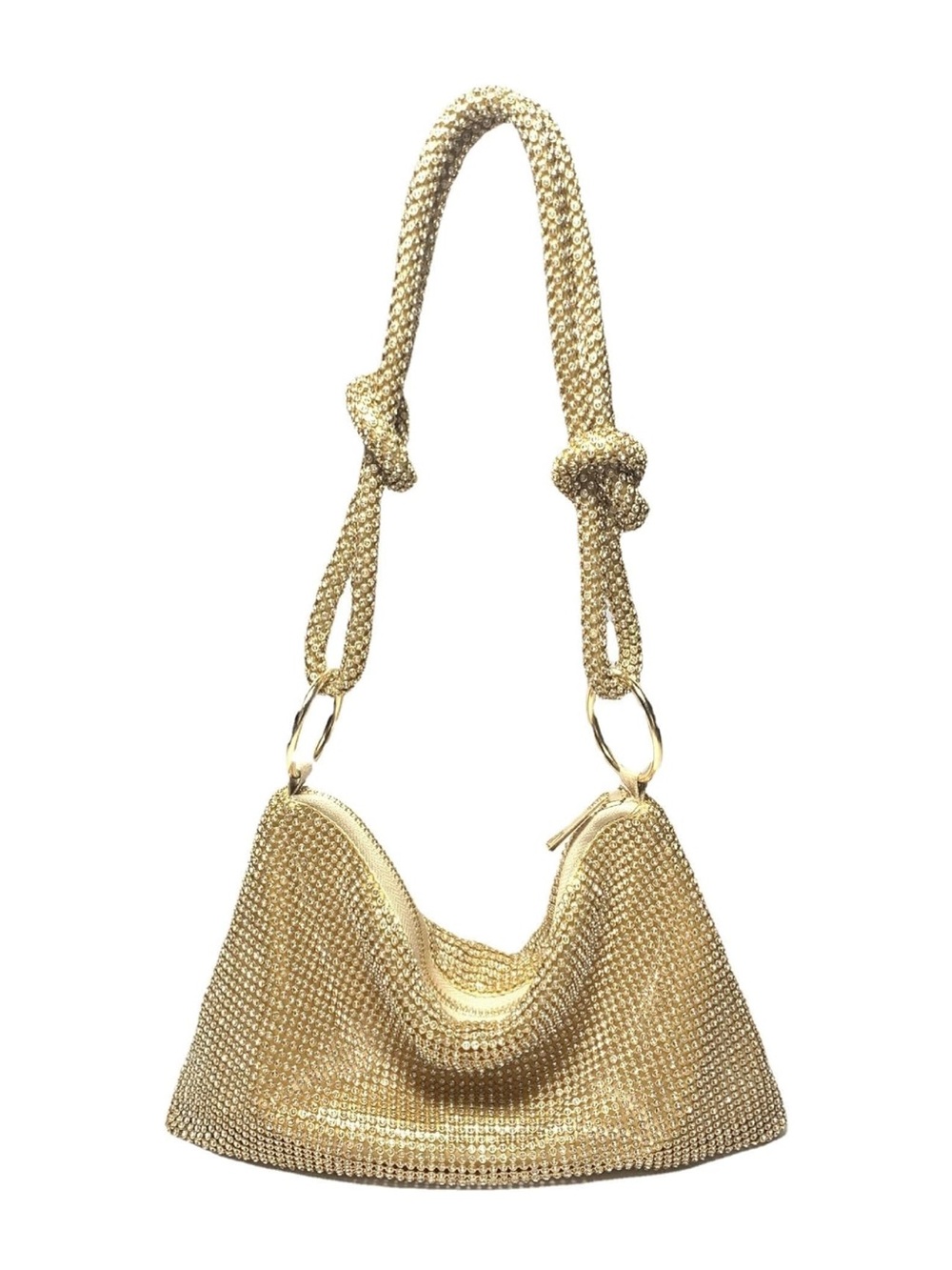 Gold Rhinestone Shoulder Bag - Elegant Evening Bag